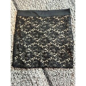 Women's Black Floral Sequin Mini Skirt Size L